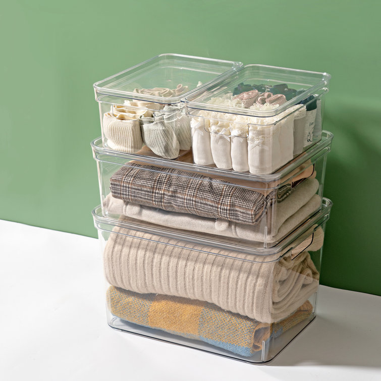 Ucake 8 Quart Plastic Small Storage Box with Handel, Clear Storage