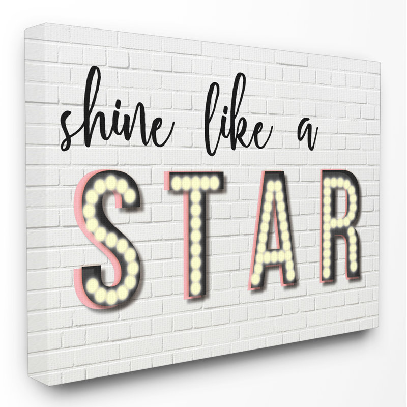 « brillance like a star », art textuel encadré, H 16 po x l 20 po, Toile tendue