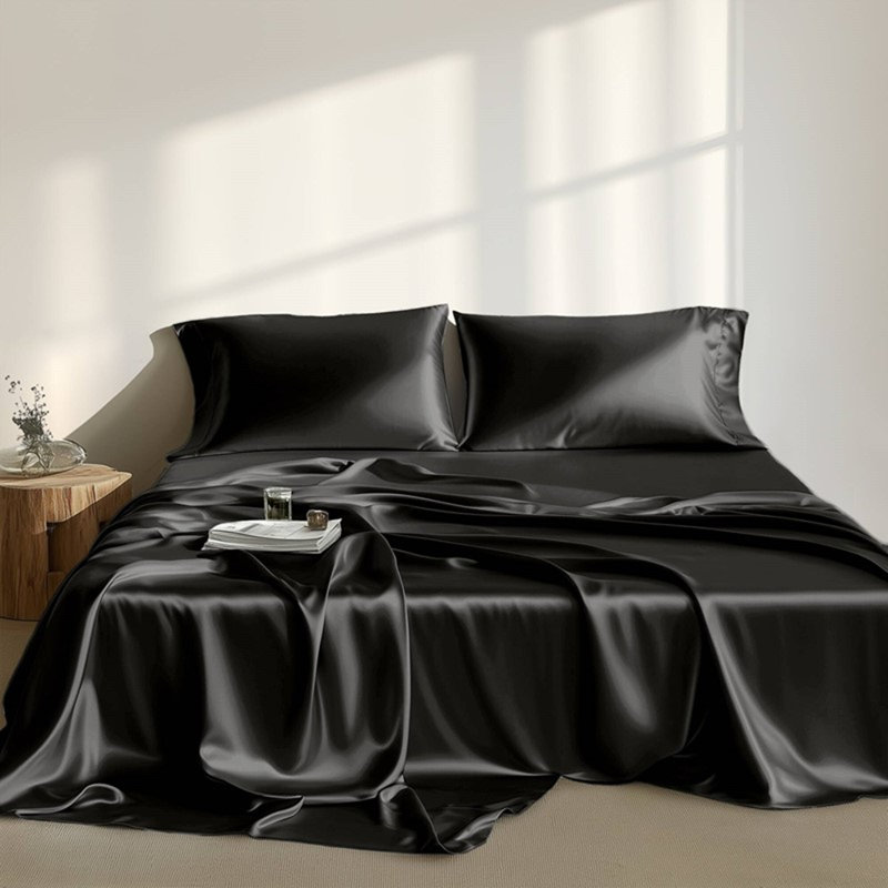 Ensemble de draps 4 pièces, Twin Sheet Set with 1 Pillowcase, Black