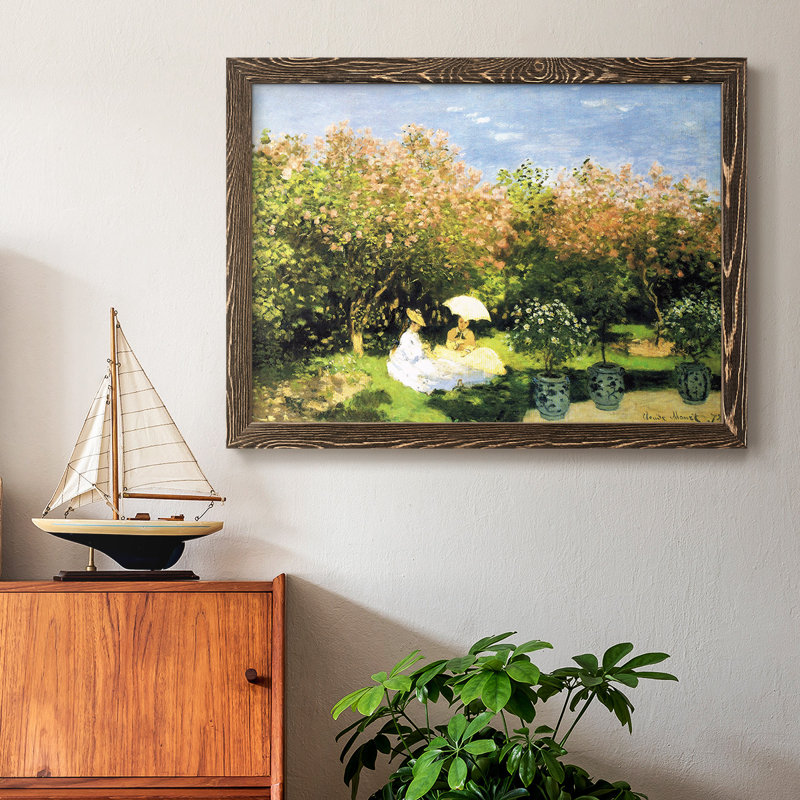 Le jardin, 1872, peinture sur toile encadrée, Noyer, H 18 po x l 26 po x P 1,5 po