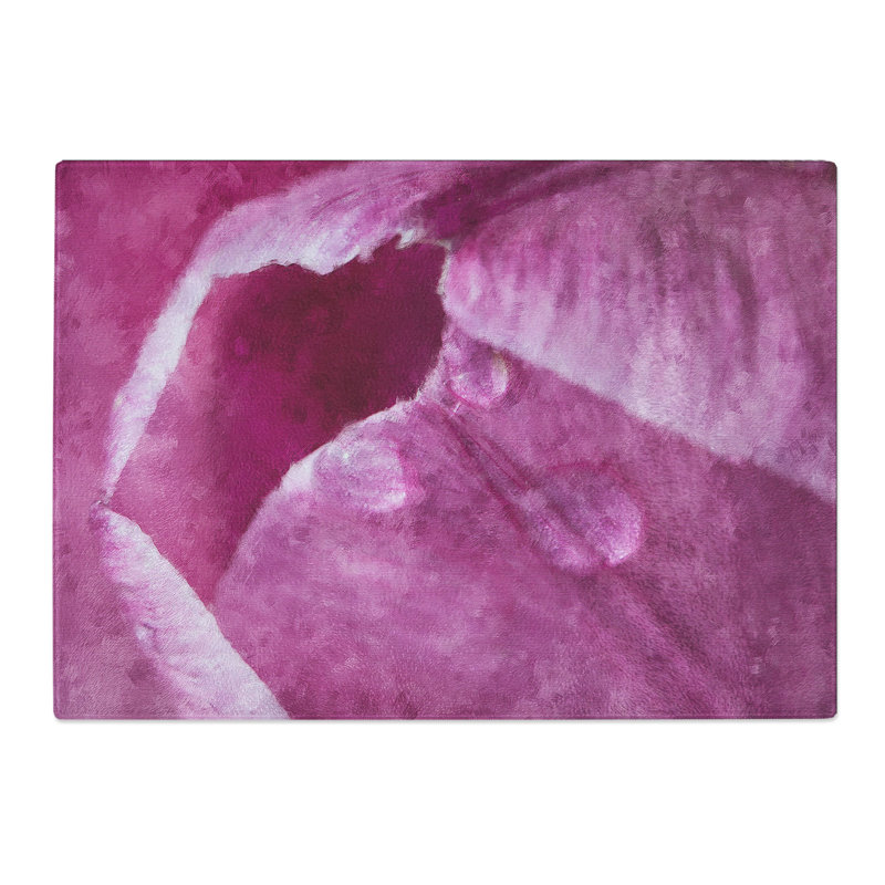 Tempered Glass Petals of a Pink Tulip Chopping Board, 20 cm x 28.5 cm