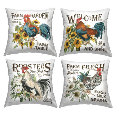 Rustic Farm Fresh Produce 4 Piece Outdoor Printed Pillow Set by Cindy Jacobs