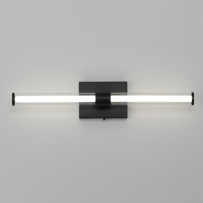 Machaela Single Transparent Dimmable LED Bath Bar, Black