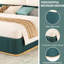Lit plateforme grand avec panneaux latéraux, coins arrondis aux orteils, lit luxueux enveloppé de tissu, coussins en cuir souple pour plus de confort, assemblage facile sans sommier tapissier, intégré