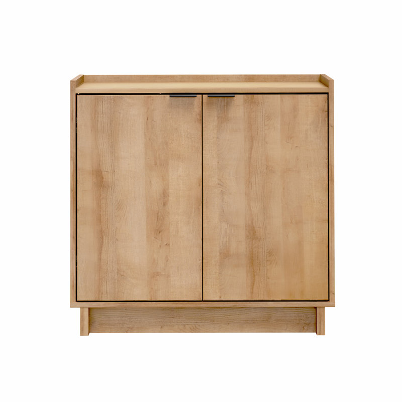 Oak Light Wood Living Room Cabinet with Adjustable Shelving