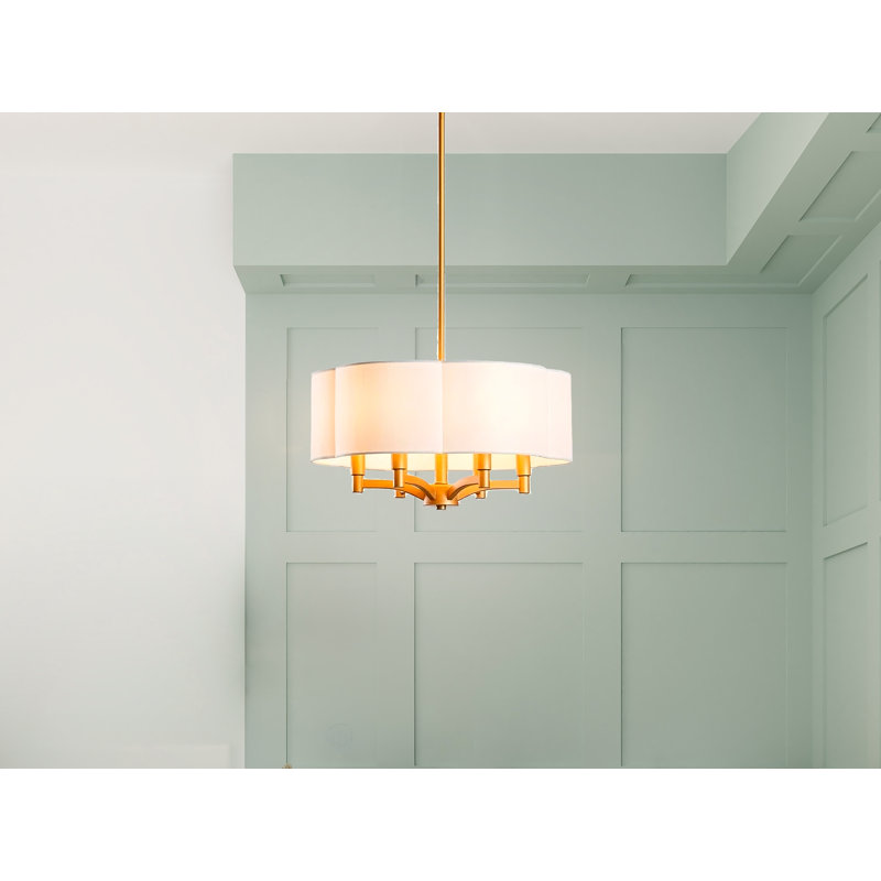Luminaire suspendu festonné en tissu 17,5 pouces de large, Or
