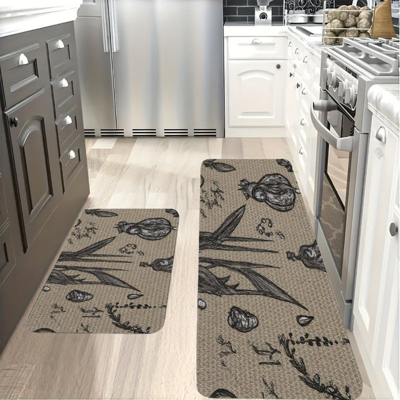 2-Piece Citrus & Floral Kitchen Mat Set