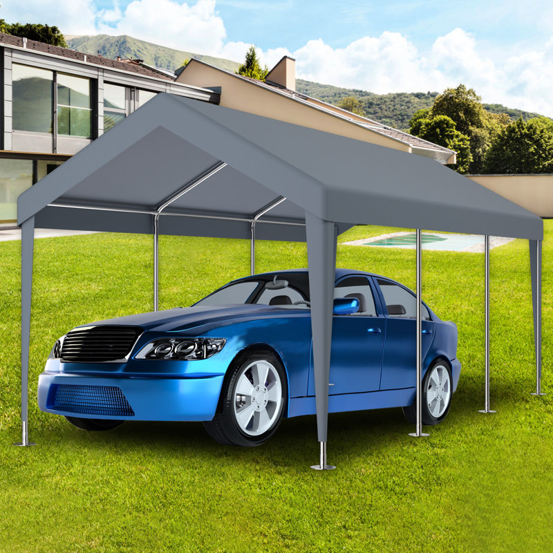 Auvent de remplacement pour abri de garage 10 x 20 pi, imperméable et protégé avec 72 boucles élastiques. Polypropylène gris pour l'abri d'auto. Bâche facile à installer, facile à assembler et à ranger