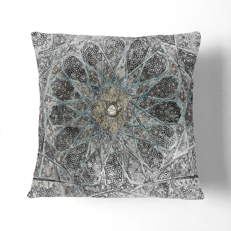 Mosaic Pattern Cushion with Filling, Black, 55cm H x 55cm W x 20cm D