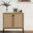 31.49'' Wide Modern 4-Door Rattan Storage Sideboard Cabinet with Black Metal Legs, Natural Finish
