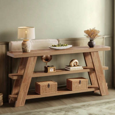 Console extra longue avec rangement, table de canapé étroite à 3 niveaux pour canapé derrière, table d'entrée de ferme pour salon, couloir ou vestibule