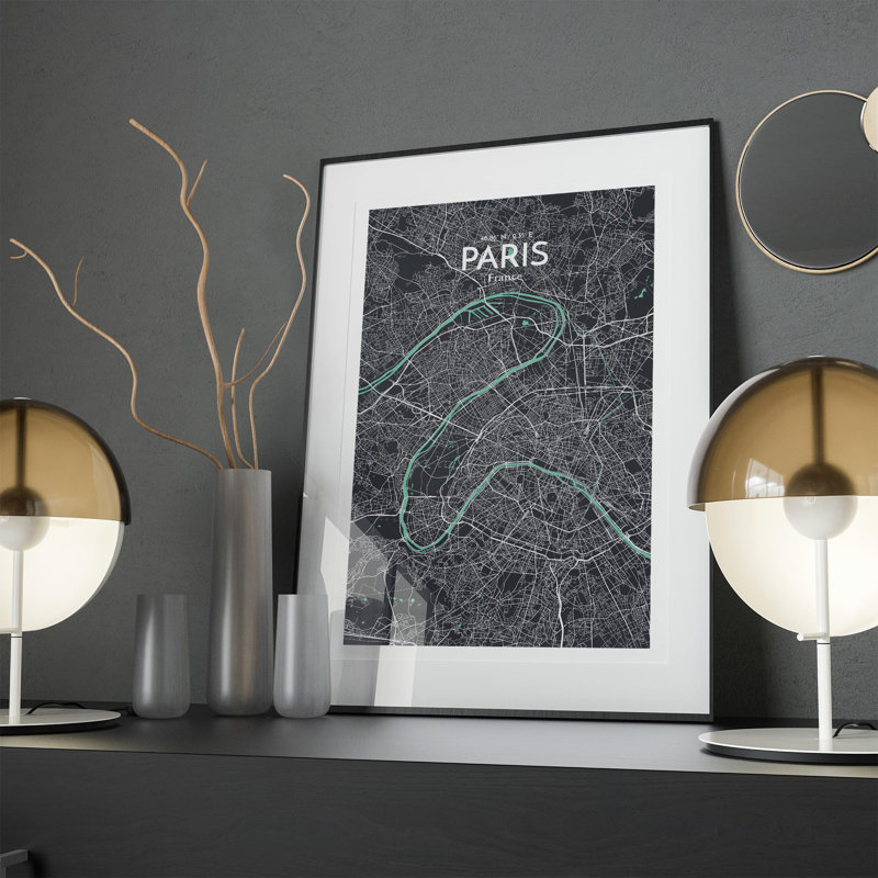 Paris City Map In Dream - No Frame Print, 17cm H x 11cm W x 0.05cm D