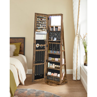 Armoire à bijoux autoportante de 21,5 po de large avec miroir, DEL