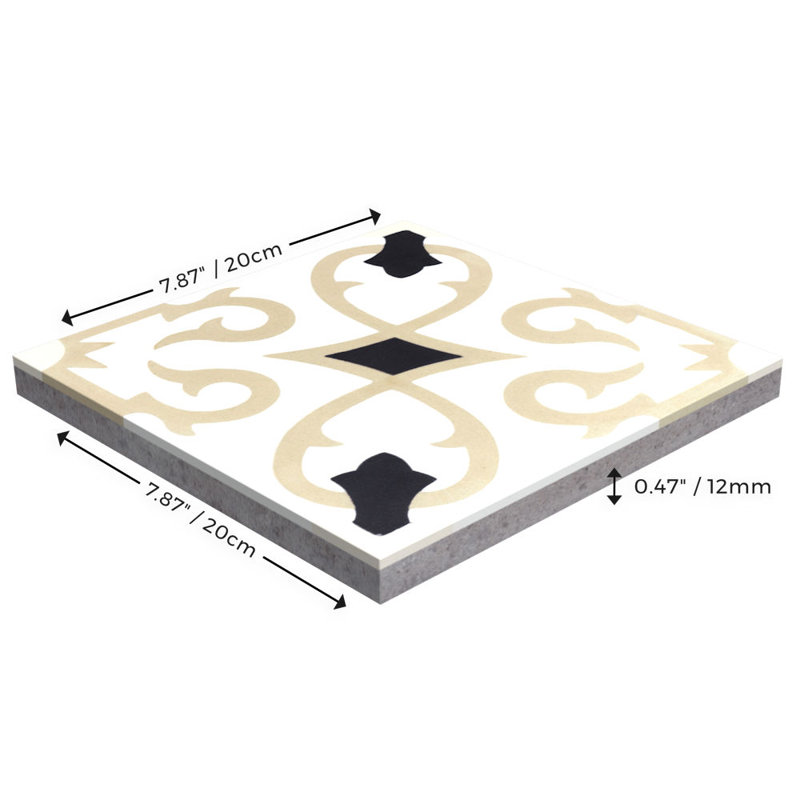 Charlotte Primero 8" x 8" Patterned Cement Wall & Floor Tile