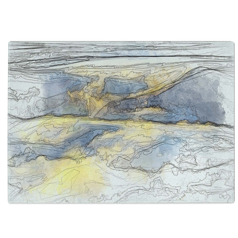 Tempered Glass Clouds over the Mountains Chopping Board, 28.5 cm W x 20 cm L