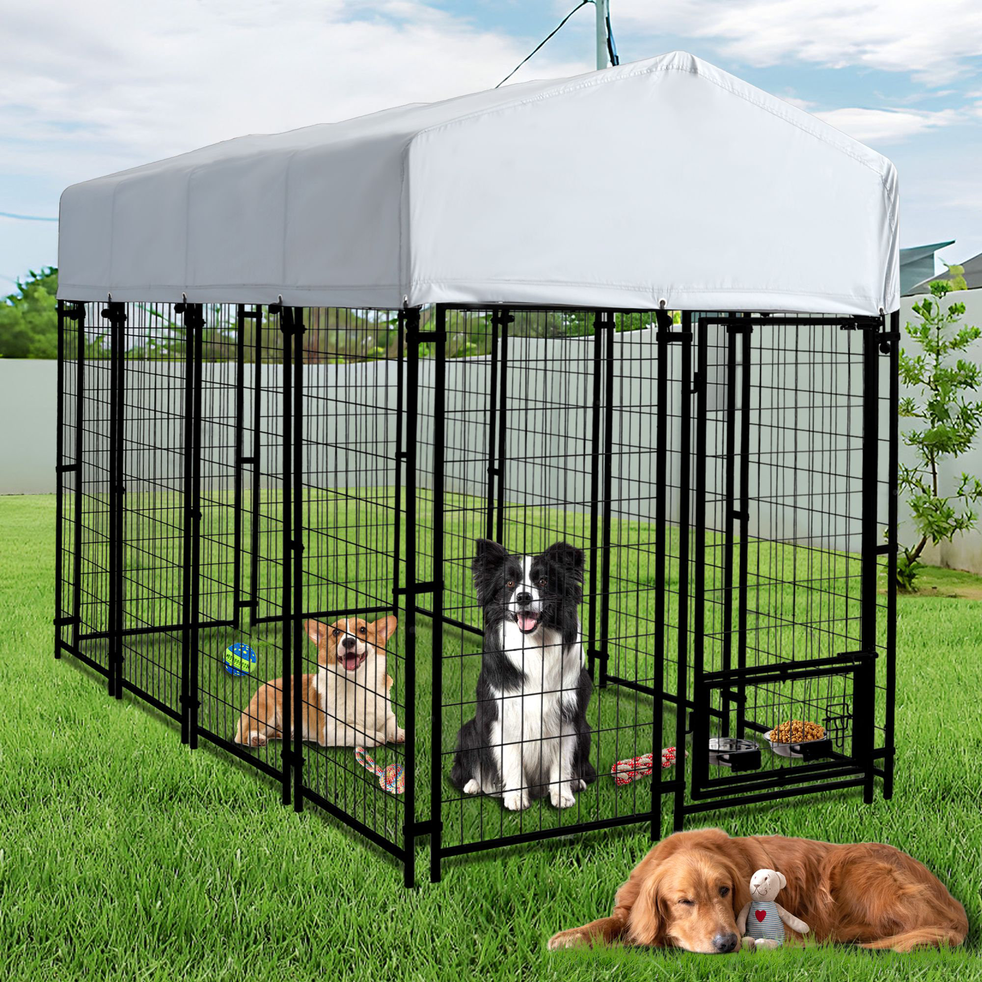 GIODIR 8x4x6 Ft Dog Kennel Outside, Heavy Duty Outdoor Dog Kennel