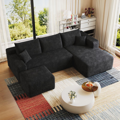 Canapé d'angle Cloud de 241 cm avec 1 pouf, canapé moderne rembourré, canapé confortable en forme de U pour salon, canapé d'angle profond