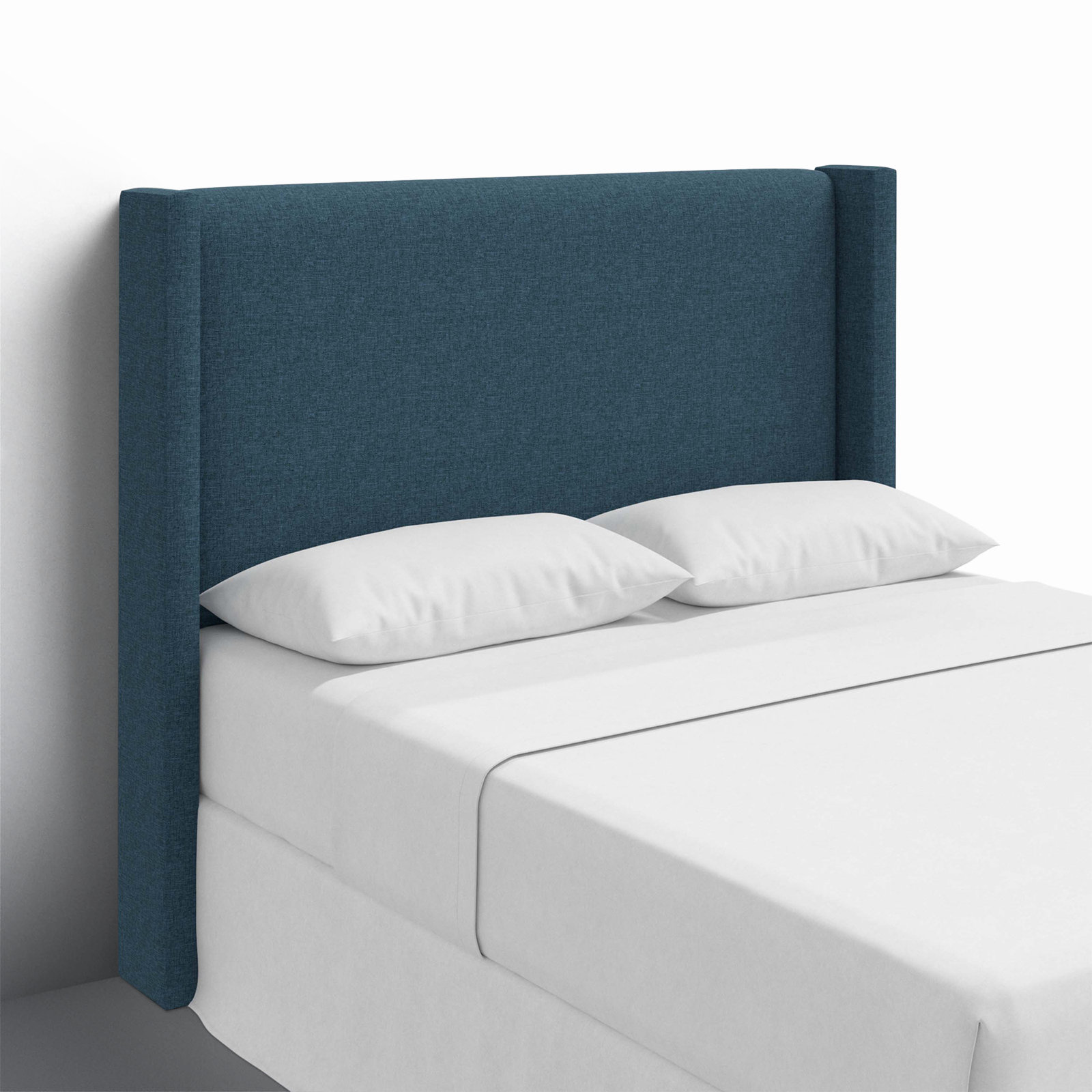Hanson Upholstered Headboard, Queen, Zuma Navy Textured Linen