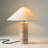 Runo 14 In. Modern Led Table Lamp With Fabric Drum Shade, Natural Travertine Stone Base-125911989-125911990