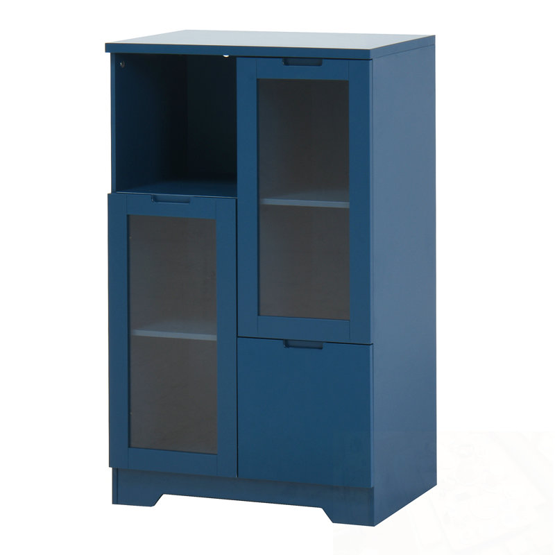 Arria en bois avec porte vitrée et rangement ouvert, Bleu