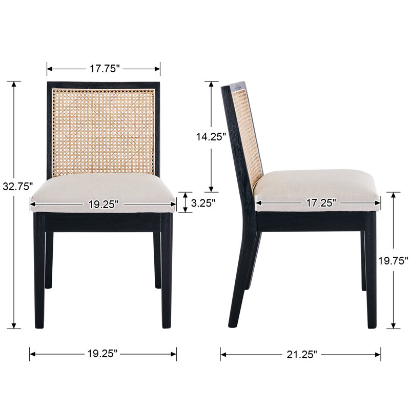 Arnkell Modern Solid Wood Dining Chair with Rattan Back