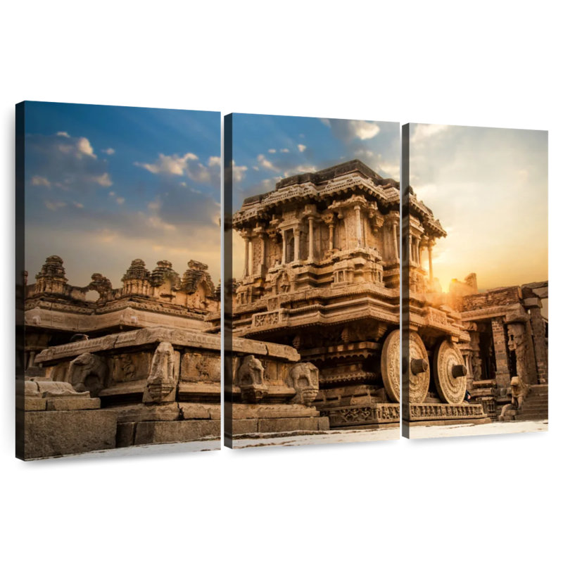 Lilie Stone Chariot Monument en Inde, H 28 po x l 45 po