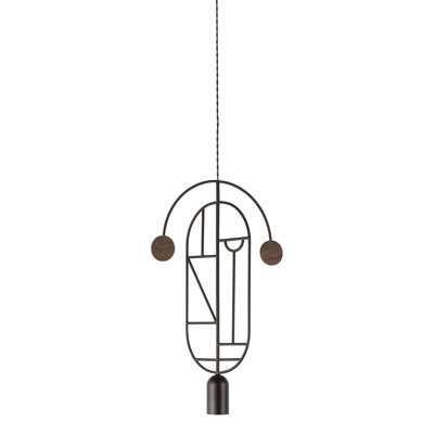 Luminaire suspendu géométrique unique à 1 lumière en bois l 14,2 po