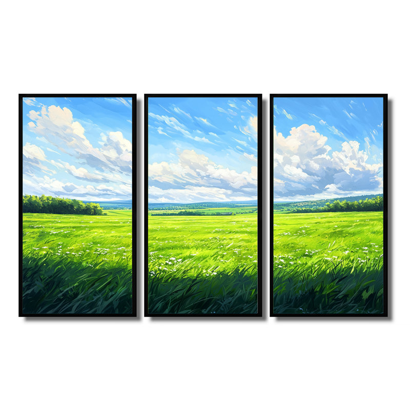 «Countryside At High Noon I», ensemble d'art mural de campagne, H 28 po x l 36 po, Noir