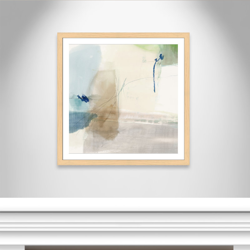 «Aquamarine Whispers II» par Casa Fine Arts, H 37,5 po x l 37,5 po, Encadré naturel
