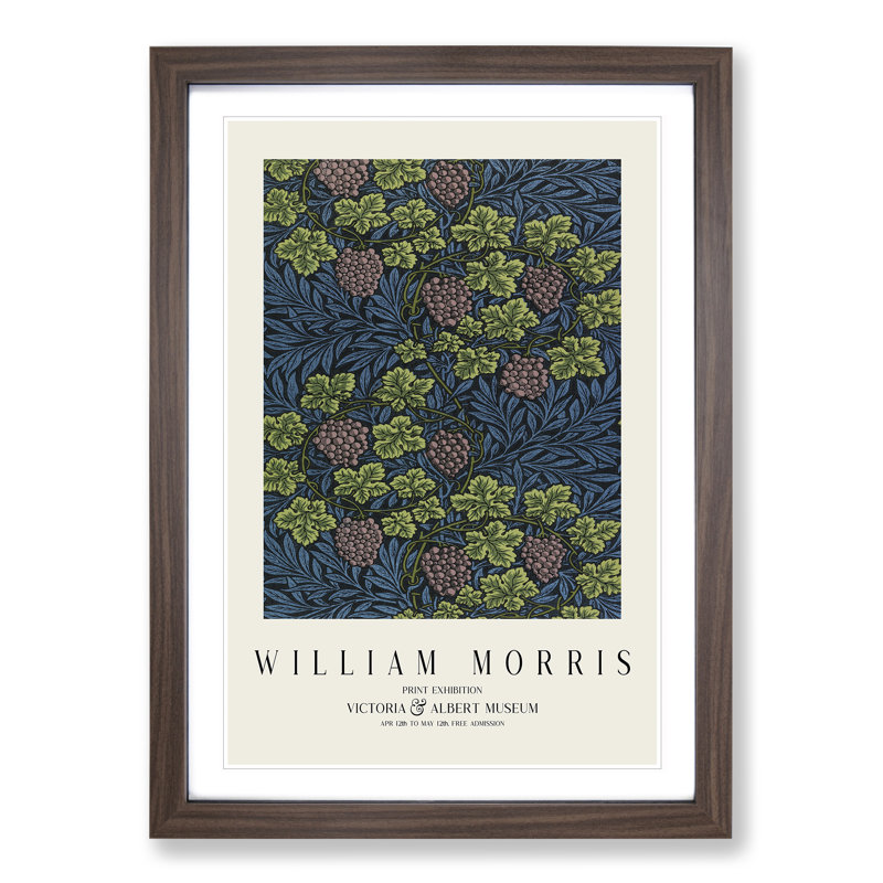 Vine Pattern Vol.2 by William Morris - Picture Frame Art Prints, Walnut, 65cm H x 48cm W x 2cm D