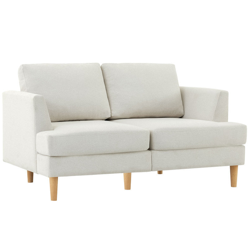 Yannel 57'' Linen Square Arm Loveseat, Ivory
