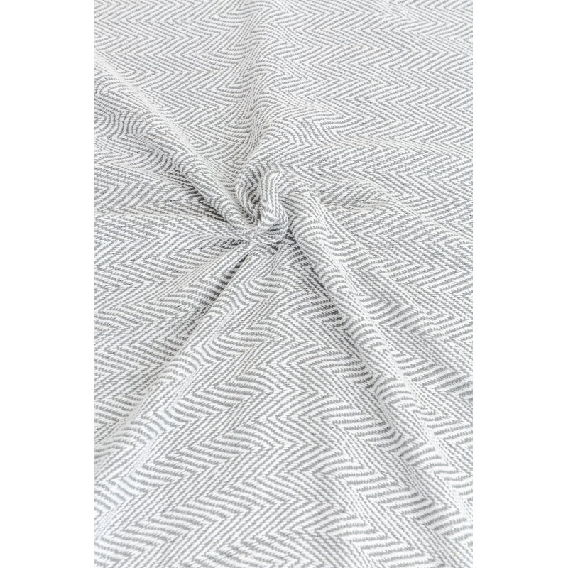 Jeté en coton à chevrons, Simple, Gris / blanc