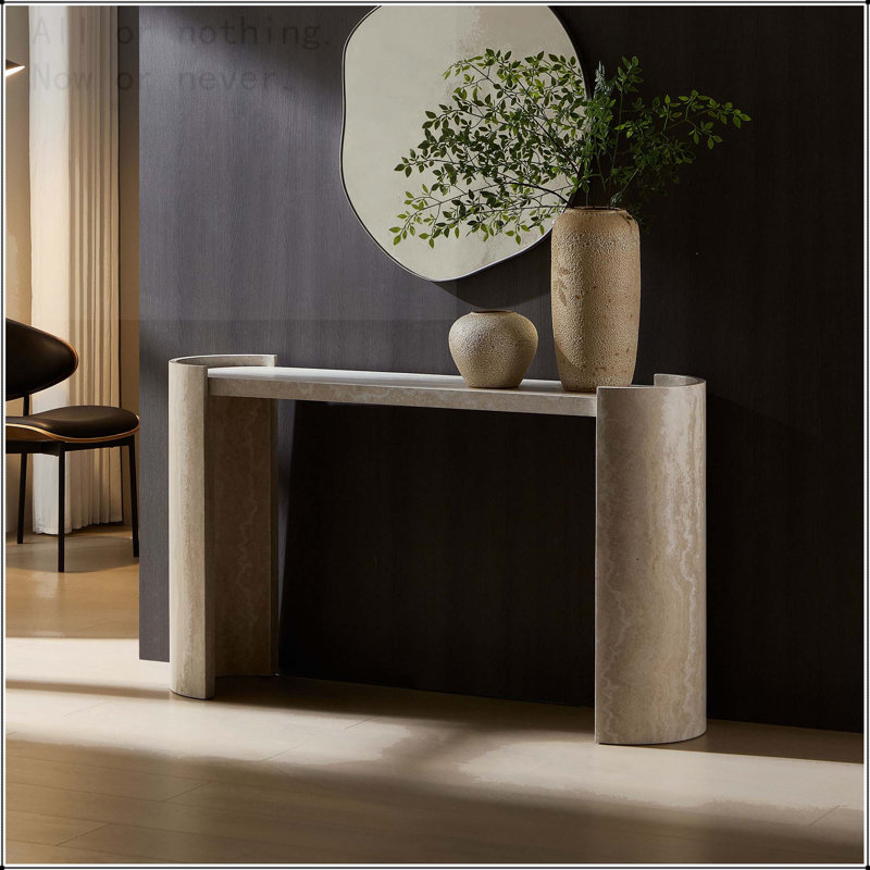 Narrow Console Table with Faux Mars Marble Pattern