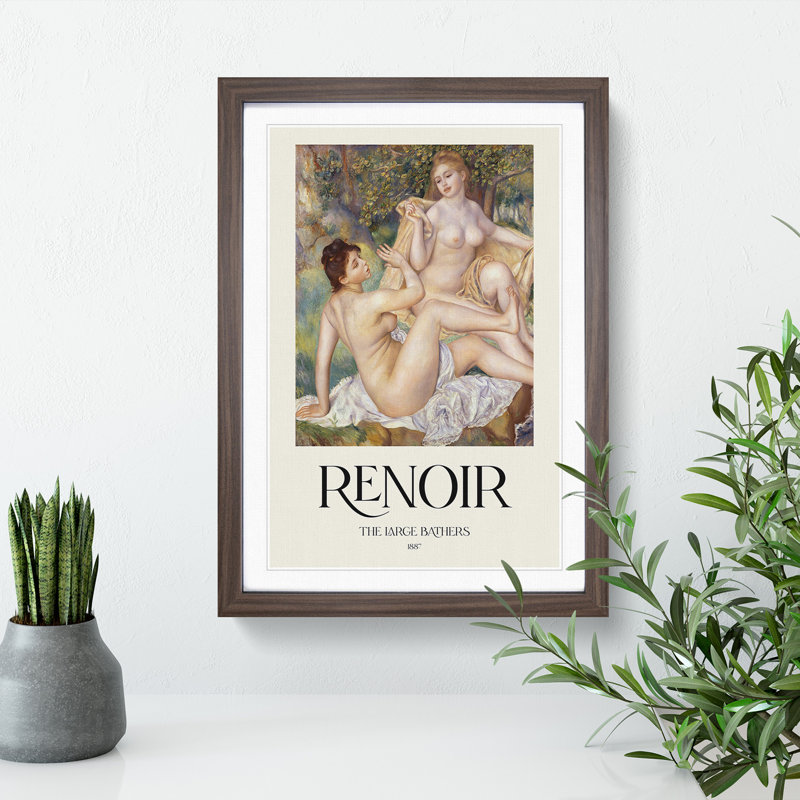The Large Bathers by Pierre-Auguste Renoir - Picture Frame Painting, Walnut Framed, 65cm H x 48cm W x 2cm D