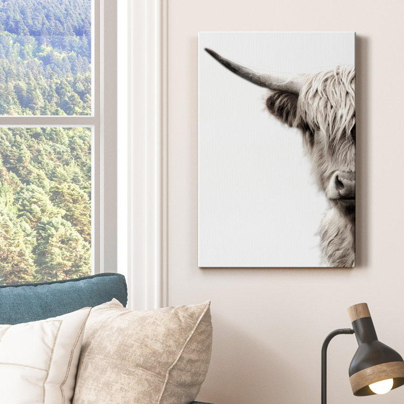 Bétail des Highlands - reproduction de photo, H 18 po x l 12 po x P 1 po, Toile tendue, Pas de tapis