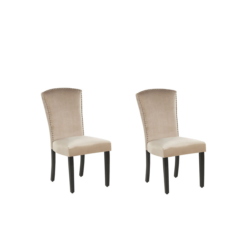 Thomason 49cm H Velvet Upholstered Side Chair, Beige