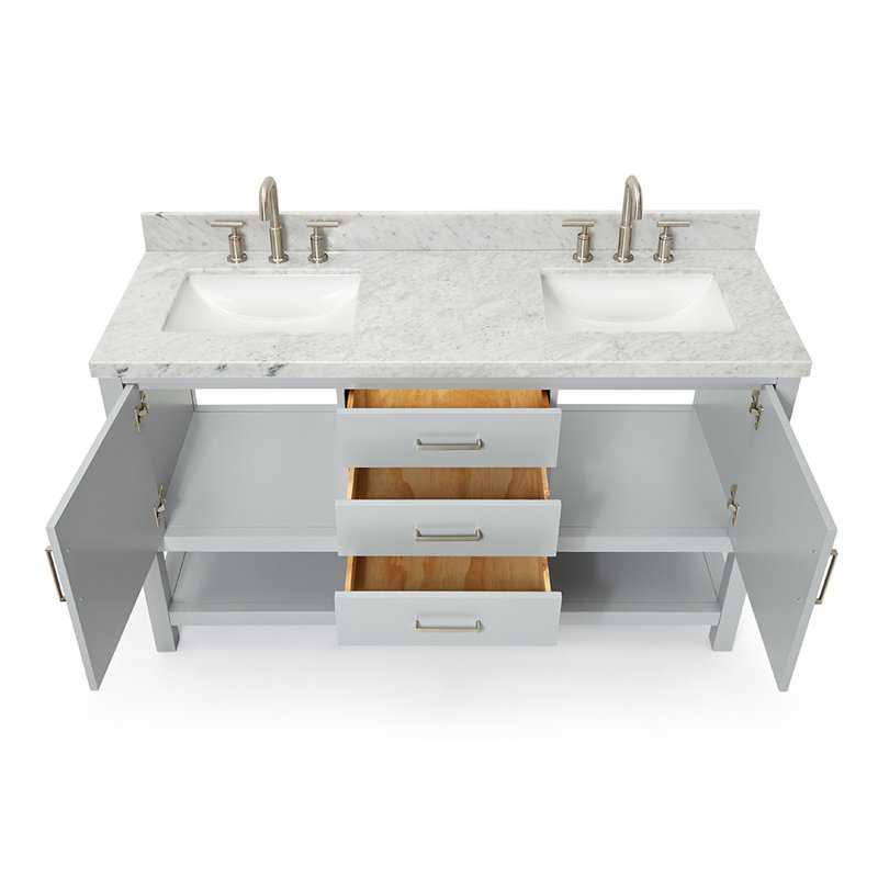 Ensemble de meuble-lavabo double 61 po Abby, Gris