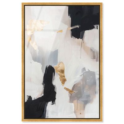 «Gentle Touch» encadré en verre acrylique ultra-brillant encadré abstrait Art Mid-Century par Art Remedy, cadre doré, 36 x 54