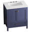 Meuble-lavabo bleu marine avec lavabo 30 po 24V03-30Nb. Entièrement assemblé. Comptoir en marbre. Structure en bois massif. Système de fermeture en douceur. Décoration moderne. P 30,18 po x l 18,5 po. H 33,4,4 lb.