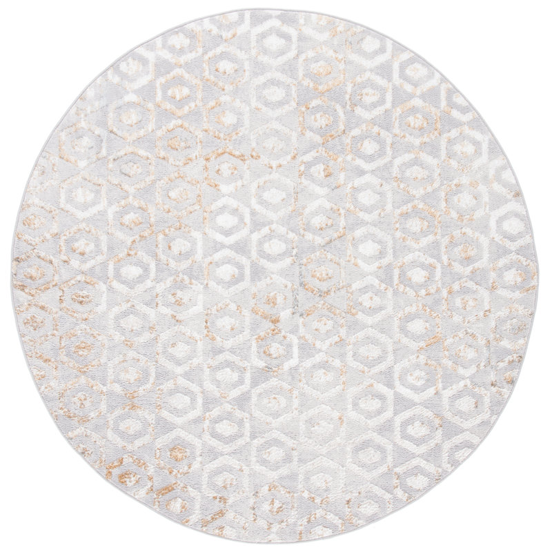 Alexondria Performance Geometric Rug, Round 6'7"
