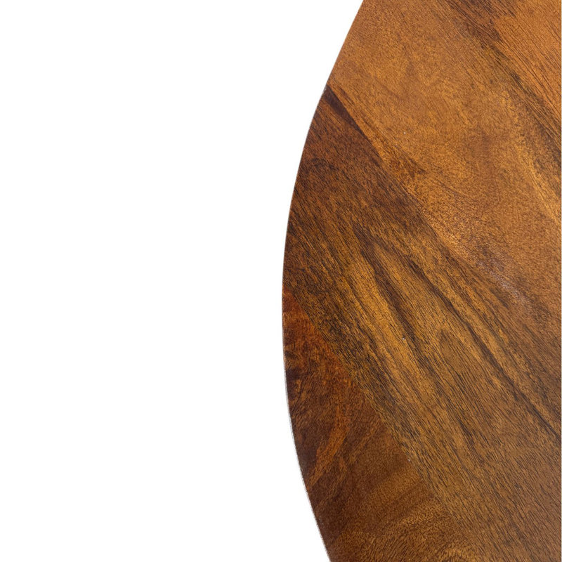 Élégante table basse ronde brune de 36 pouces avec un design à lattes ouvertes, Brun