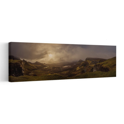 Sunlit Mountain Valley Dramatic Serene Tranquil Landscape Mountain, art mural