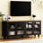 Tv Cabinet With Solid Wood Legs, Fits 70" Tvs, Black And Walnut, Adjustable Storage Stand Materials, Capacity, Dark Shelving-1144747497