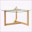 Table basse ronde en verre avec plateau en verre trempé et base en bois robuste, facile à assembler-1595330278