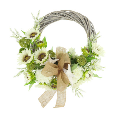 Linneus 25'' Coastal Fall Wreath with Sunflowers and Starfish