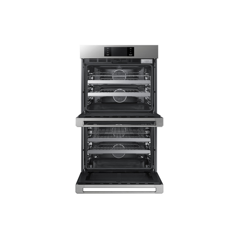 30" Double Wall Oven Steam, Contemporary, Silver Stainless