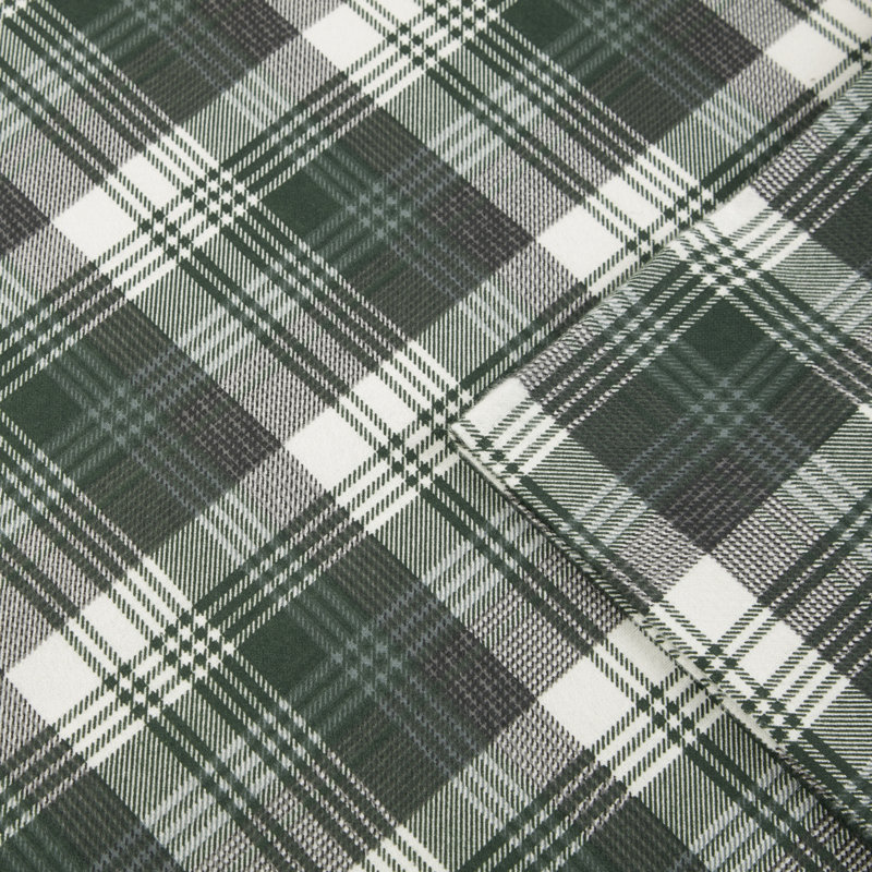 Green Plaid Queen Cotton Flannel Sheet Set