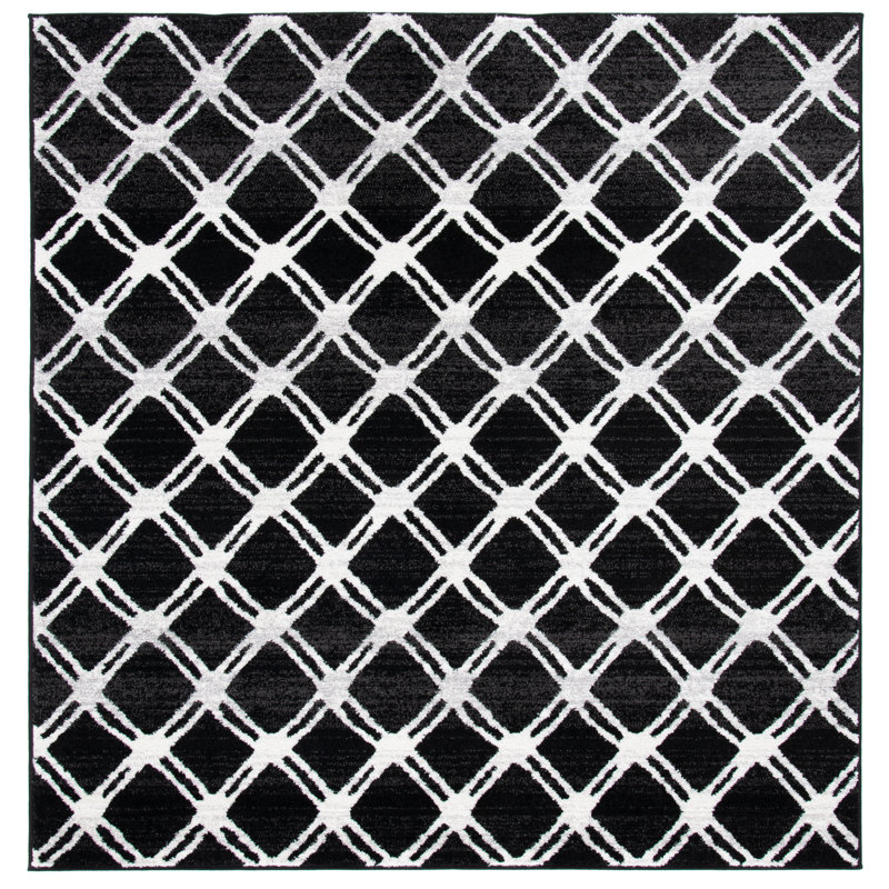 Tapis noir / gris clair Jahzarra, Carré de 6 pi