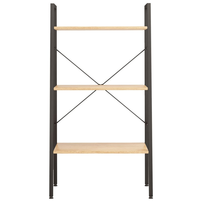 Fantasia Standing Shelf Storage Organiser Shelf Rack Ladder Shelf Bookshelf, Light Brown/Black, 108cm H x 56cm W x 35cm D