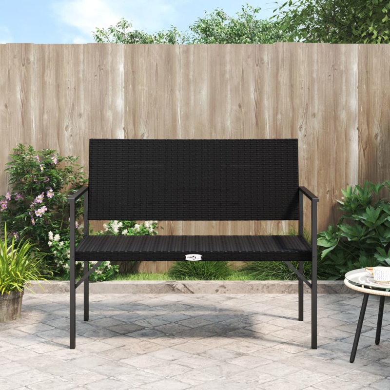 Banc de patio 2 places en poly rotin, Noir